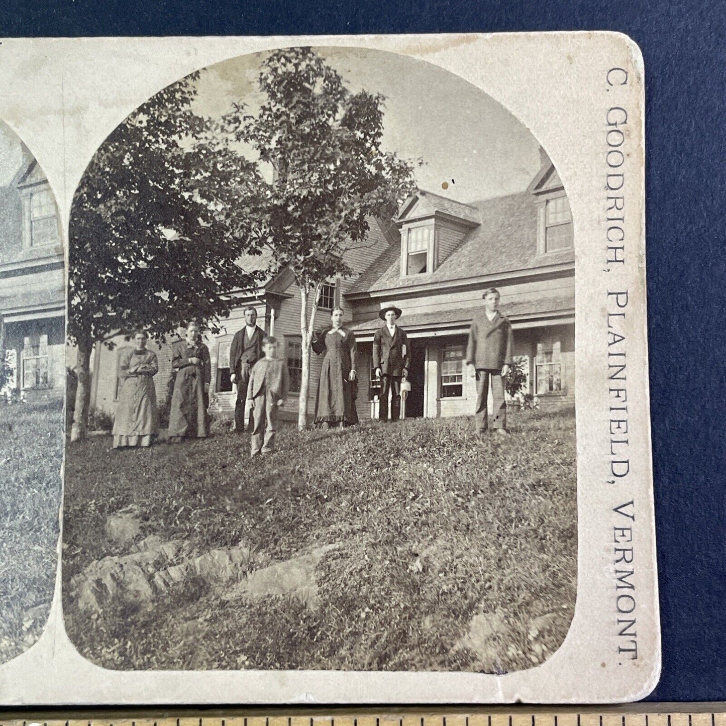 C.E. Goodrich Self-Portrait at House Plainfield Vermont Stereoview c1880 X1933