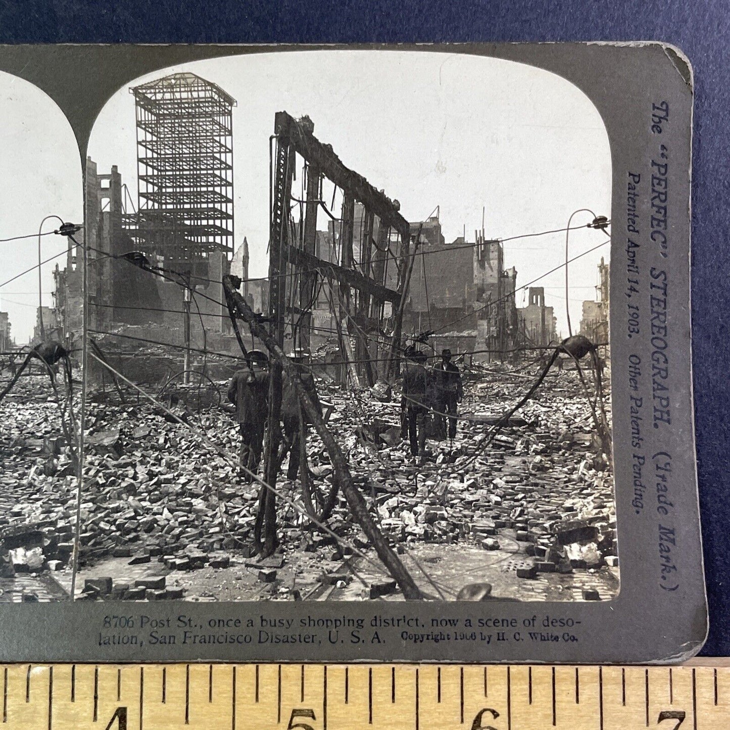 Post Street San Francisco Earthquake Disaster Stereoview Antique c1906 X1847