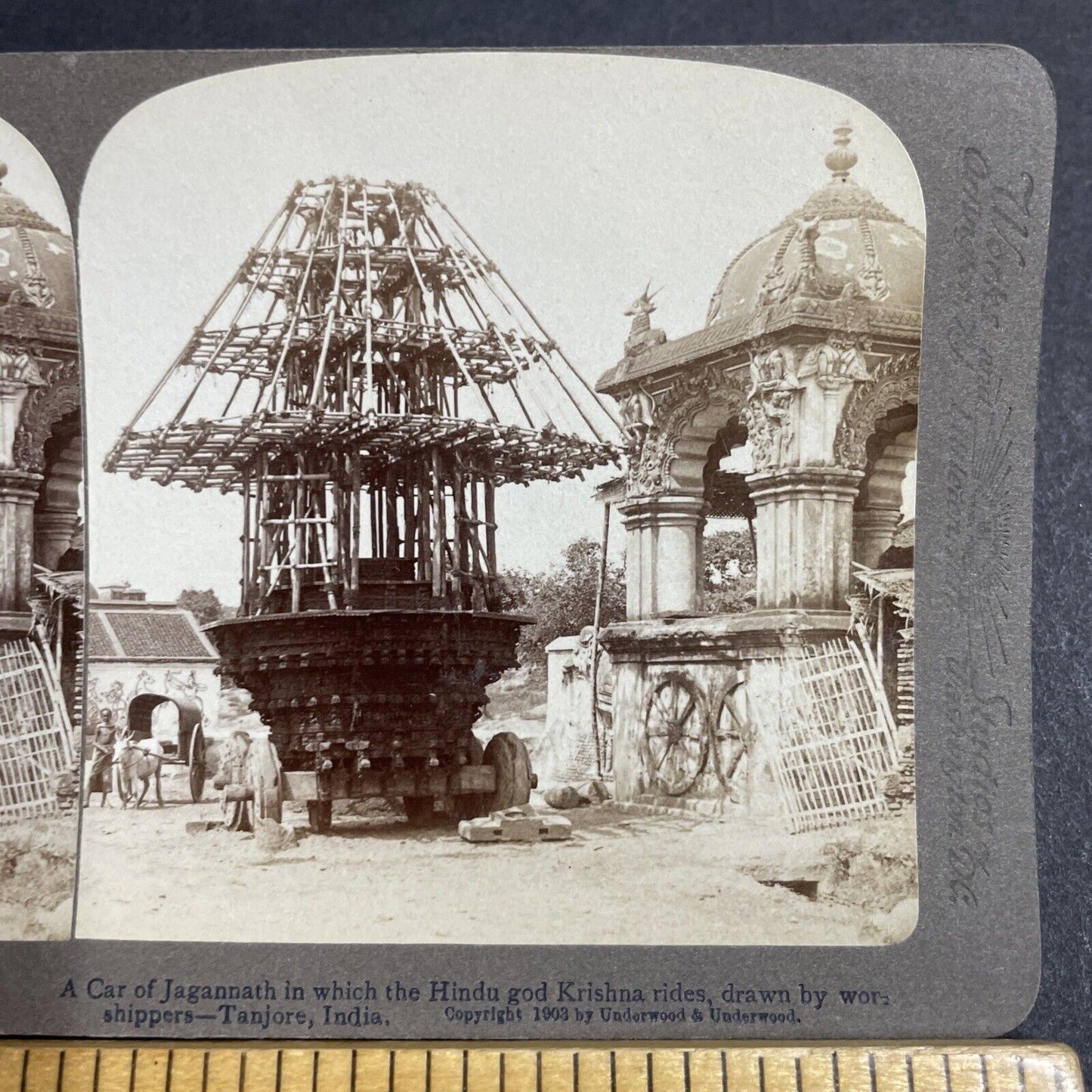 Antique 1903 A Wagon Invention For Hindu Worship Stereoview Photo Card P5657