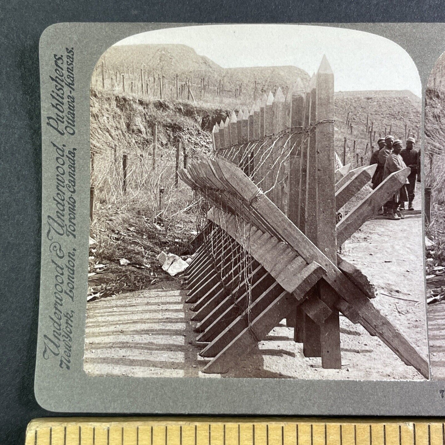 Russian Defence Barrier Stereoview Russo-Sino War Antique c1905 X4197