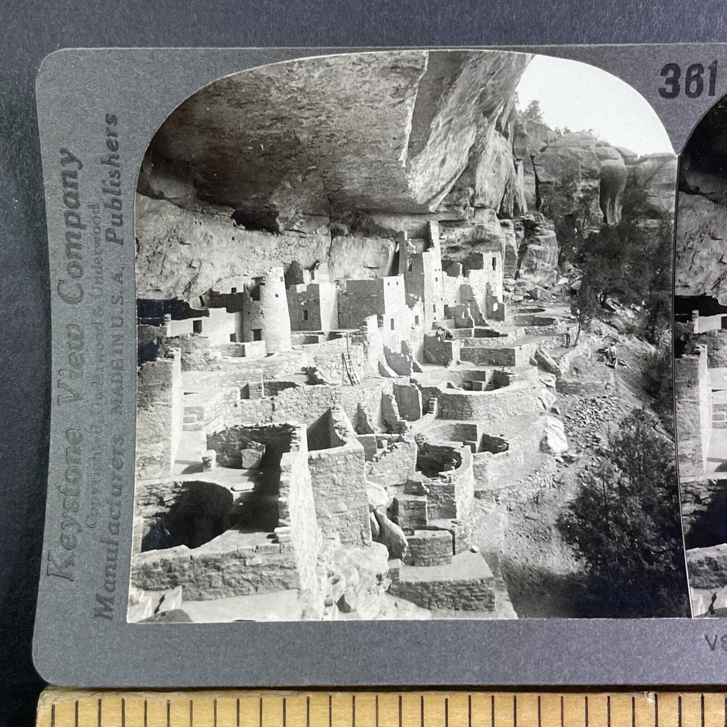 Mesa Verde Cliff Houses After Vandalism Stereoview Colorado Antique c1910s Y1190