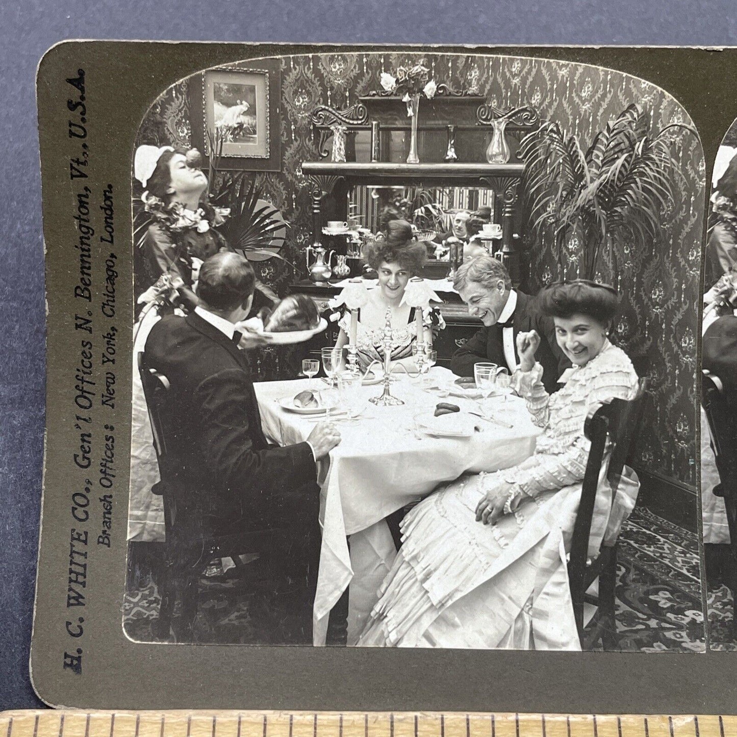 Antique 1903 Maid Balances Turnip On Nose Stereoview Photo Card P2665