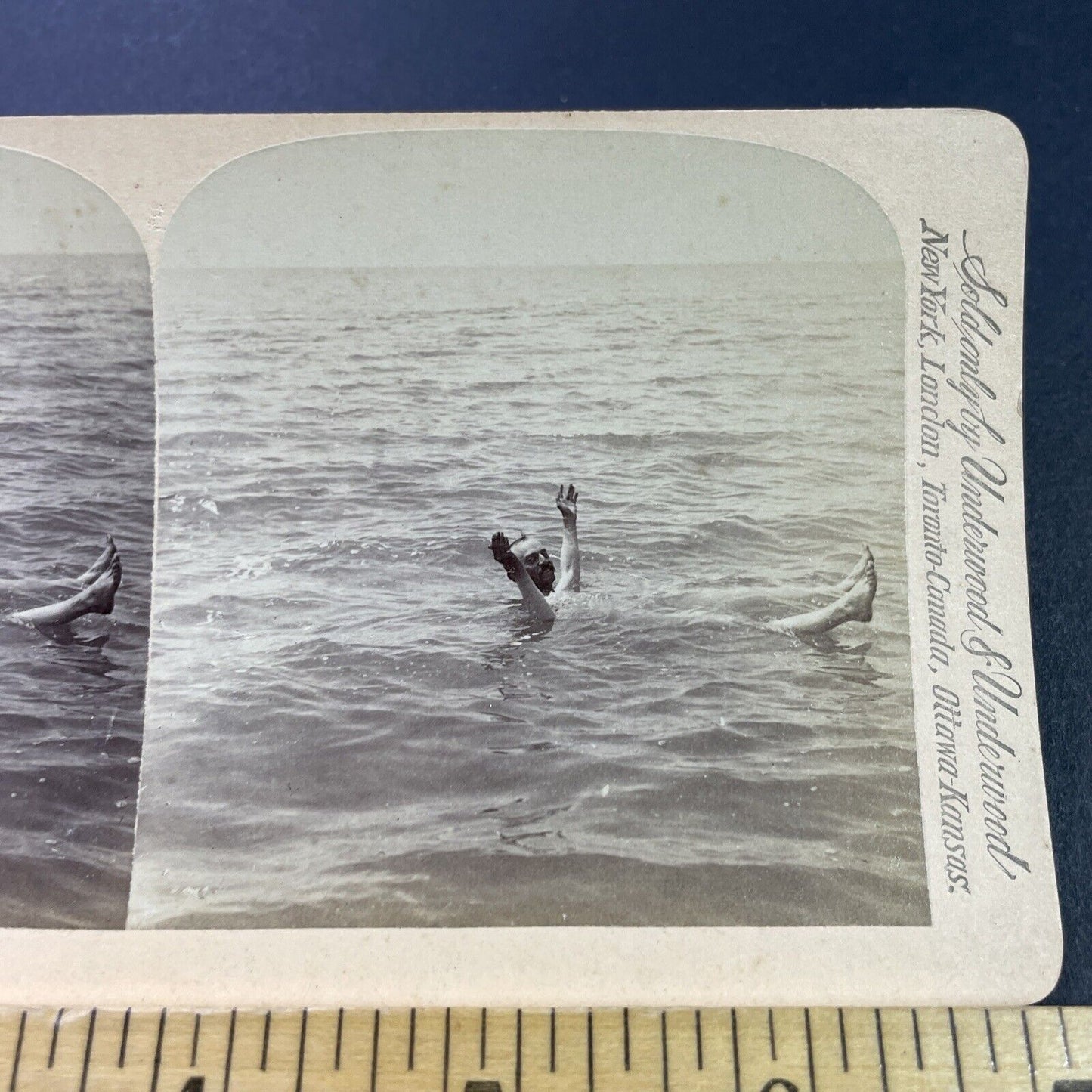 Antique 1890s Skinny Dipping In The Dead Sea Stereoview Photo Card P3841