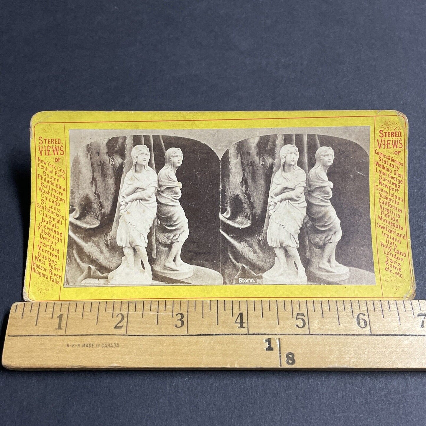 Antique 1870s The Storm Marble Sculpture Stereoview Photo Card P4764
