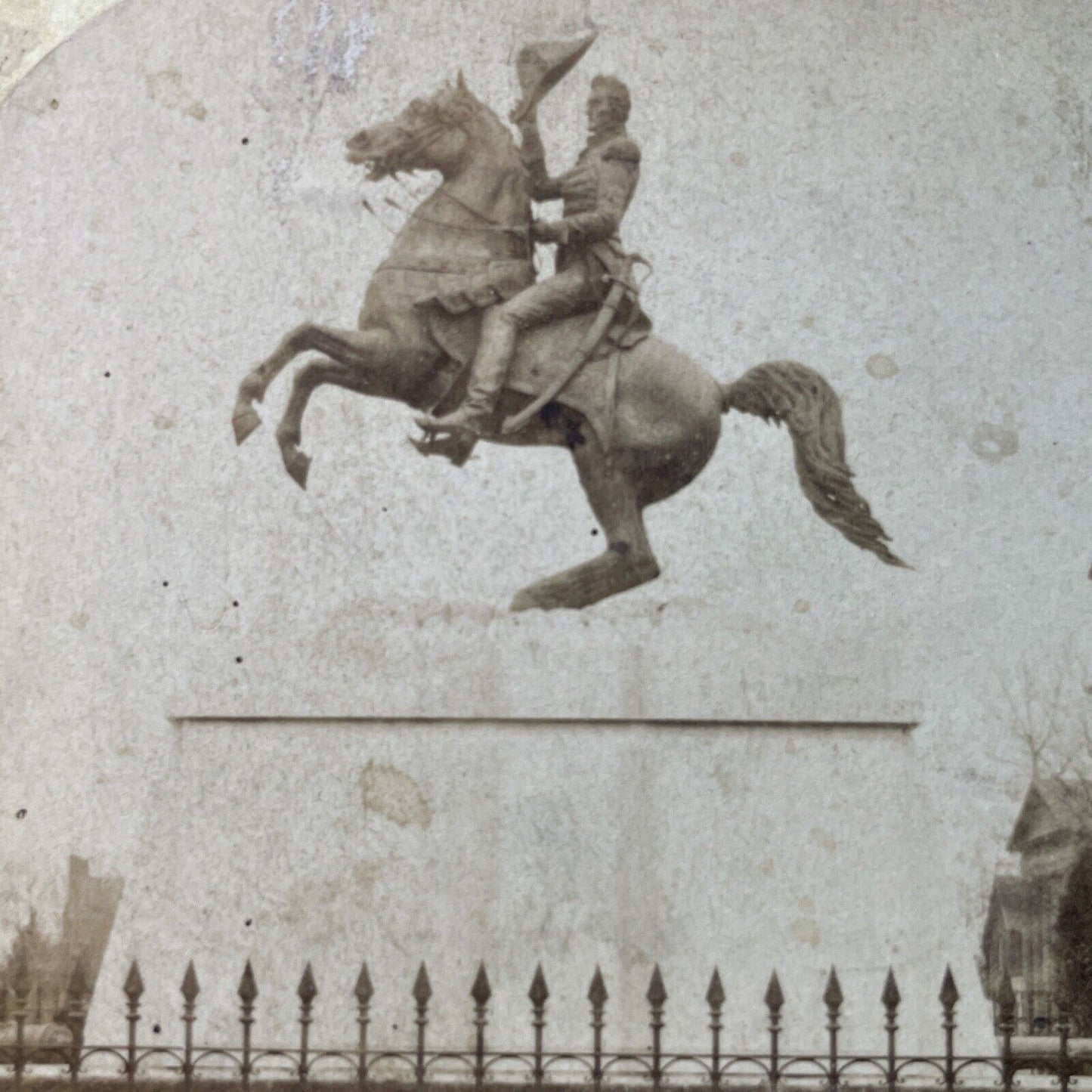 Antique 1870s General Andrew Jackson Monument Stereoview Photo Card P3294