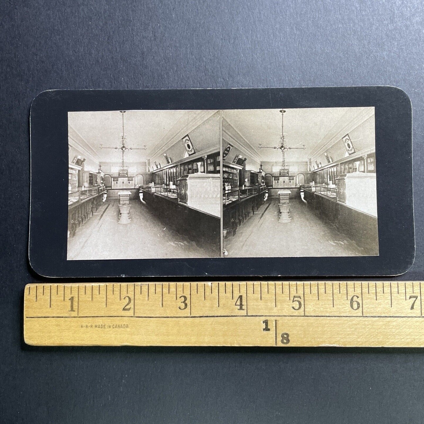 Vintage 1985 Interior Of An 1875 Pharmacy Stereoview Photo Card P1619