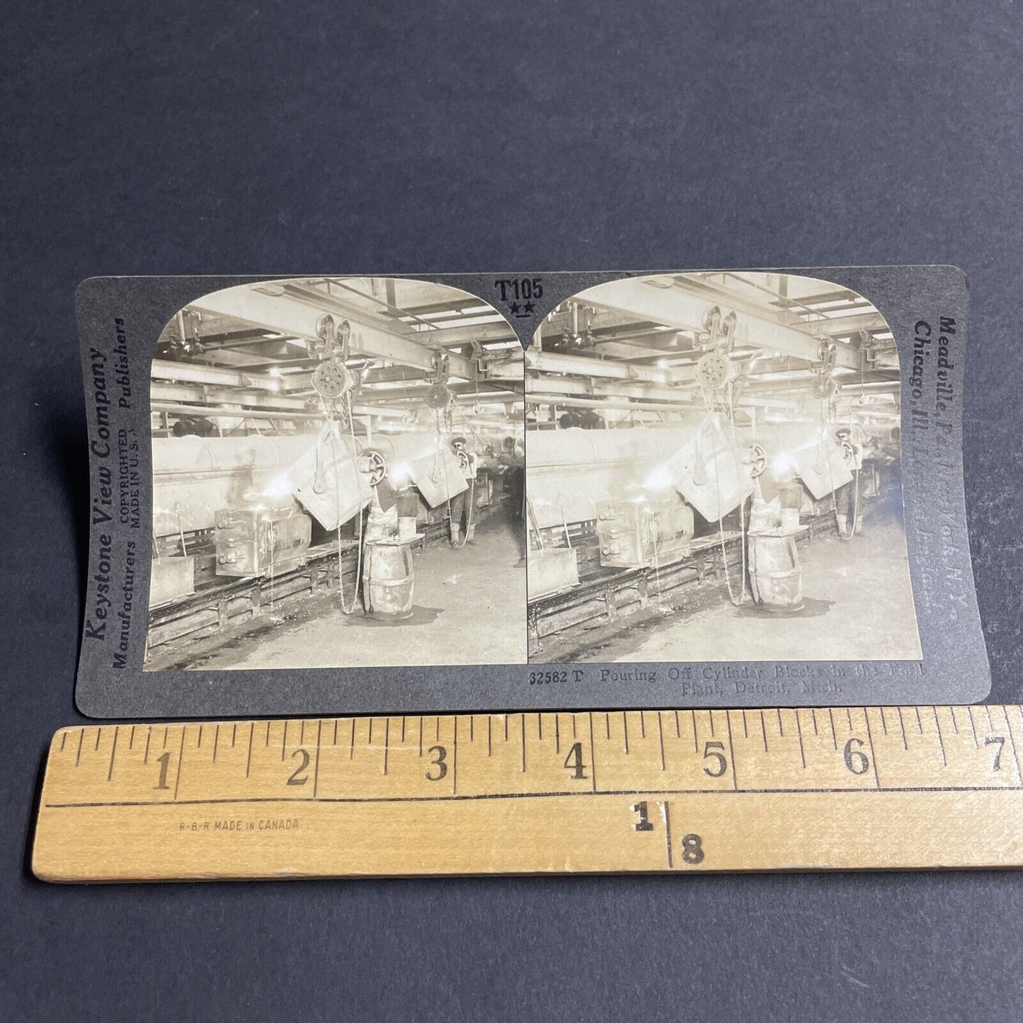 Antique 1929 Ford Motor Engine Plant Detroit Michigan Stereoview Photo Card 4832