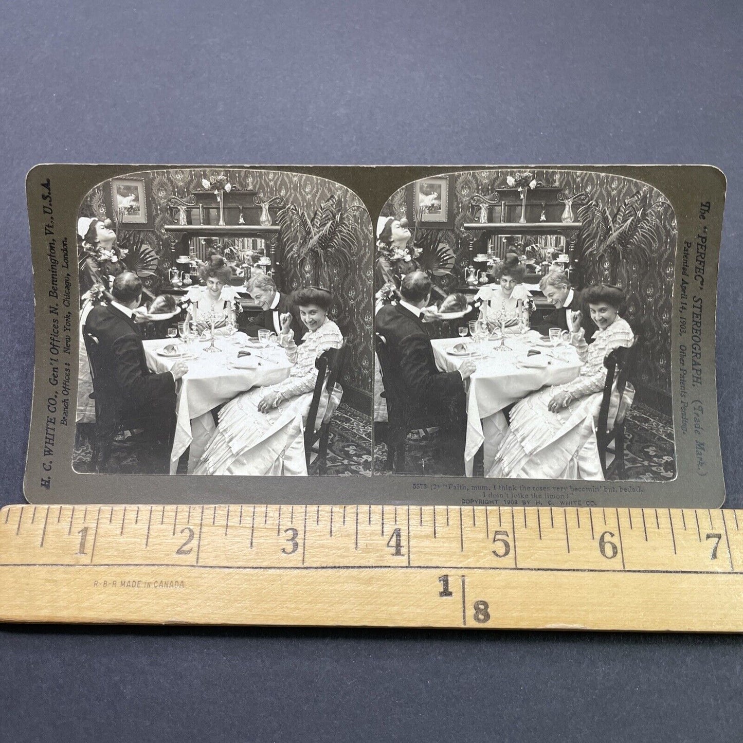 Antique 1903 Maid Balances Turnip On Nose Stereoview Photo Card P2665