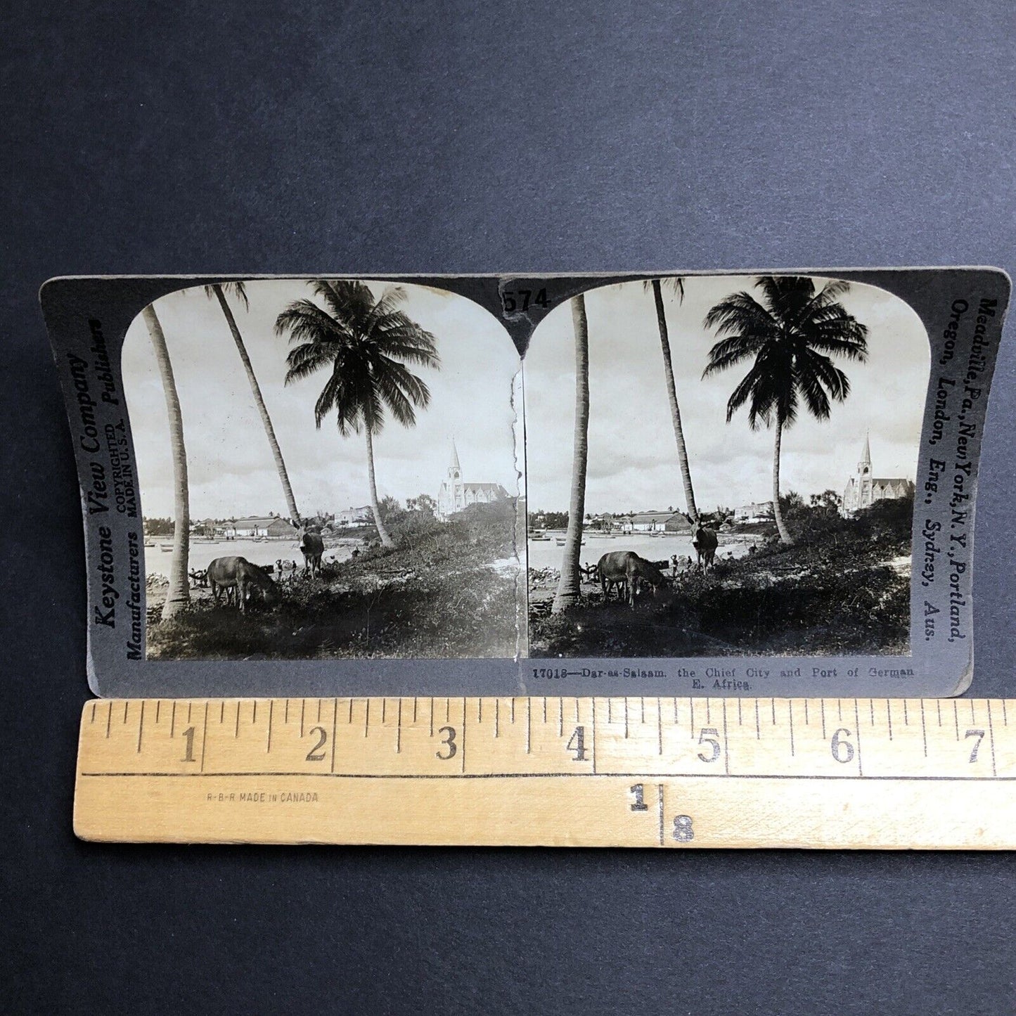 Antique 1910s City Of Dar Es Salaam Tanzania Stereoview Photo Card P2037