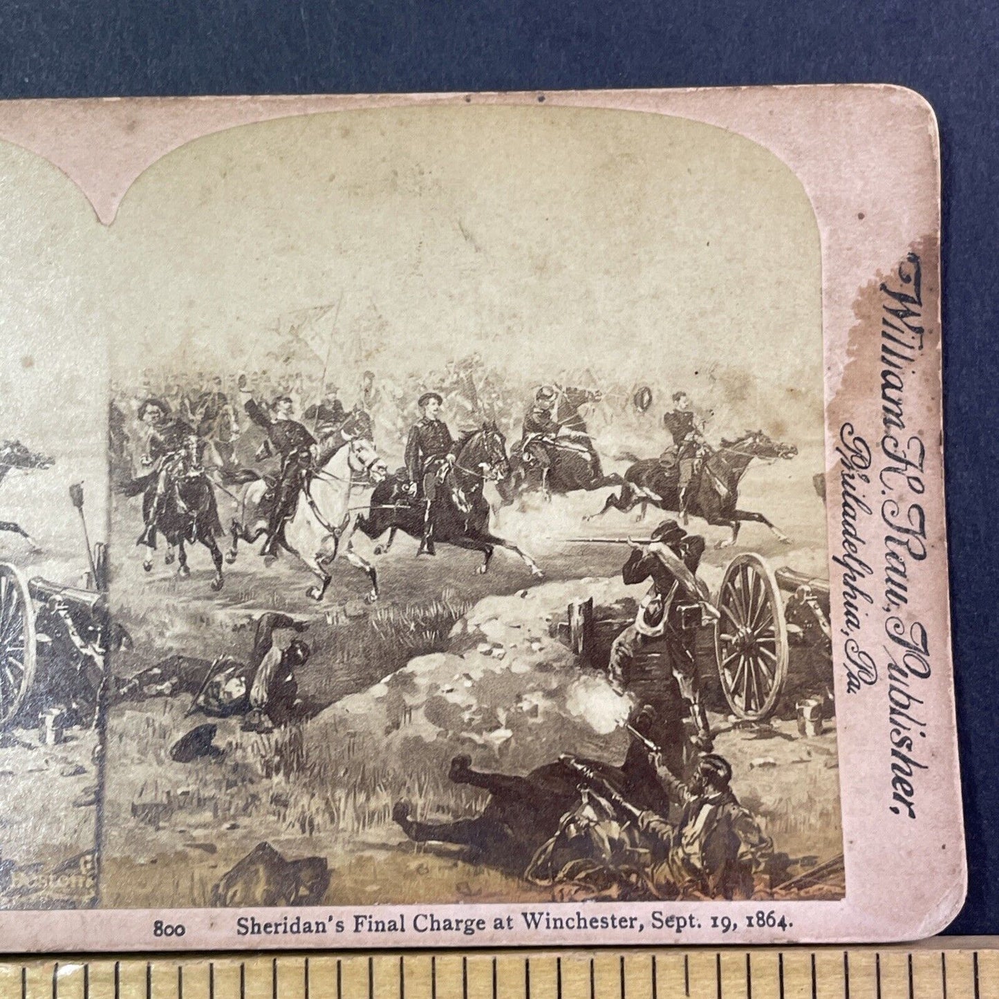 Sheridan's Final Charge of Winchester Stereoview Civil War Antique c1886 X2594