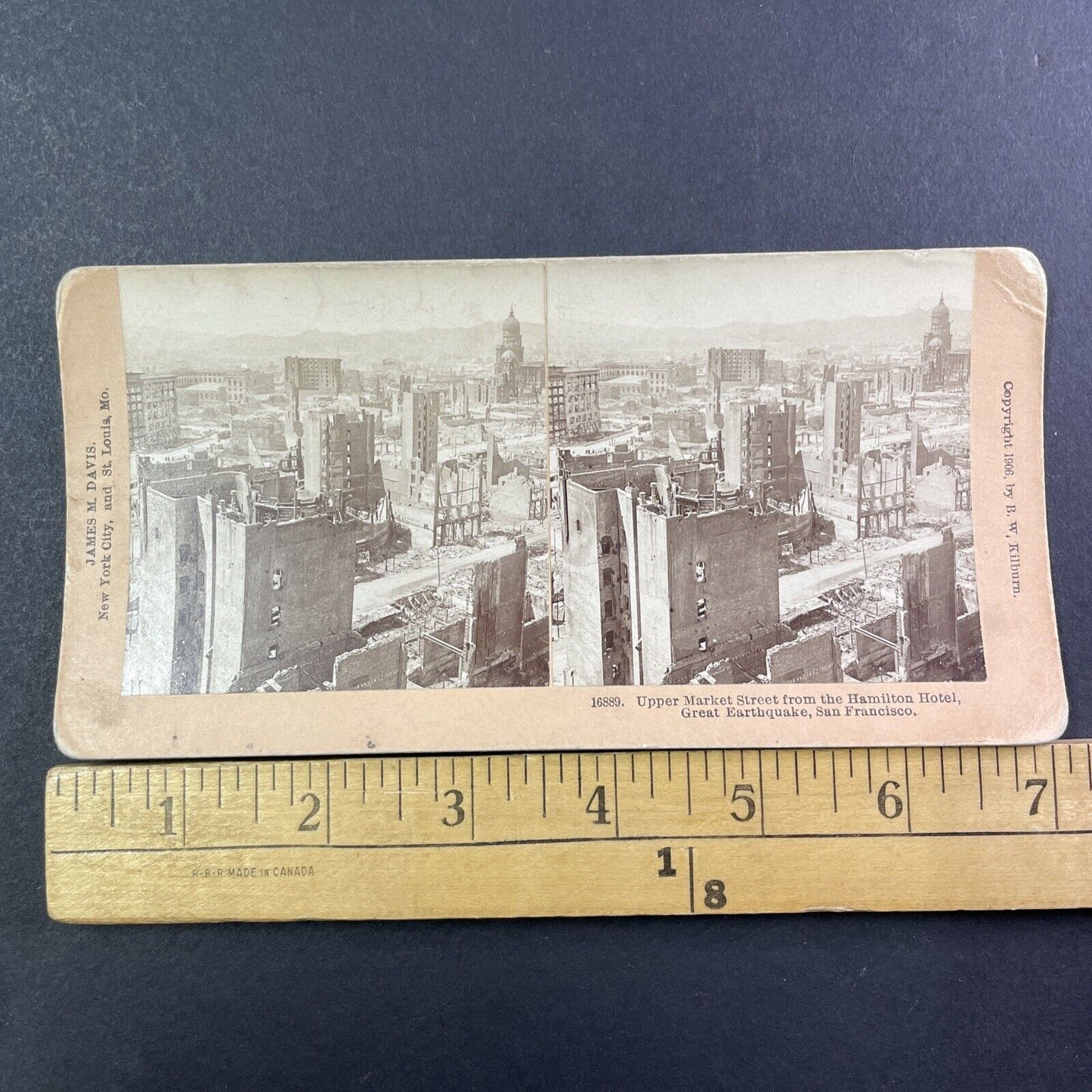 San Francisco The Castro Earthquake Stereoview Photo Card Antique 1906 X815