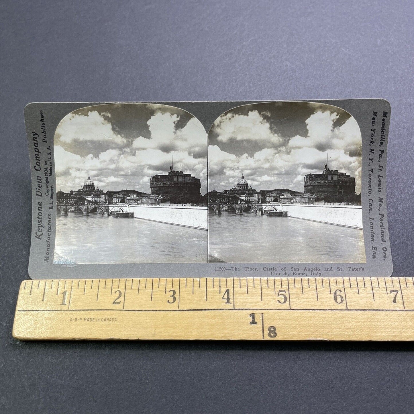 Antique 1904 Castle Of San Angelo Rome Italy Stereoview Photo Card V2877