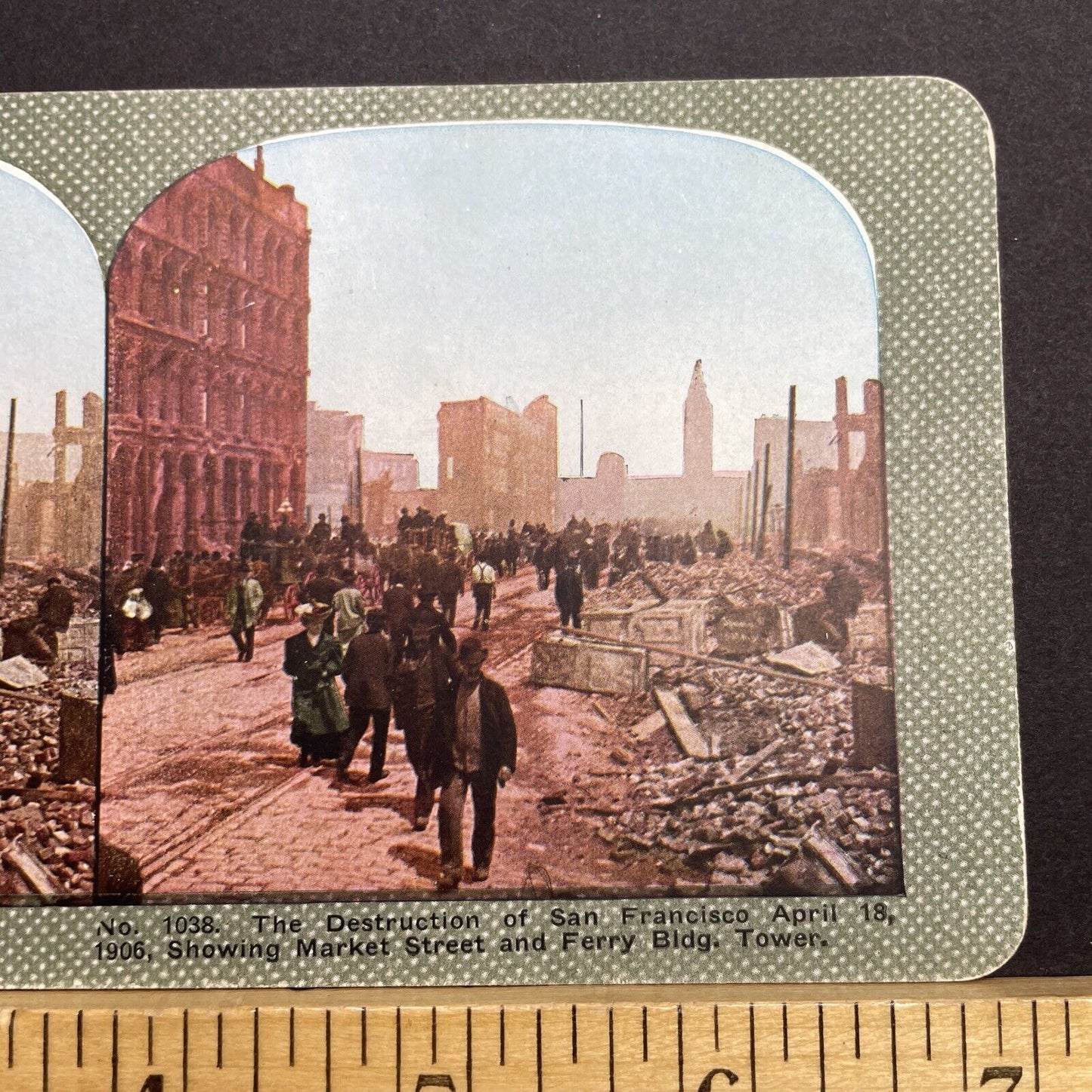 Antique 1910s San Francisco Earthquake Market St Stereoview Photo Card 2300-37