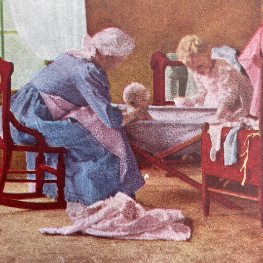 Antique 1898 A Young Mother Doing The Washing Stereoview Photo Card P580-009