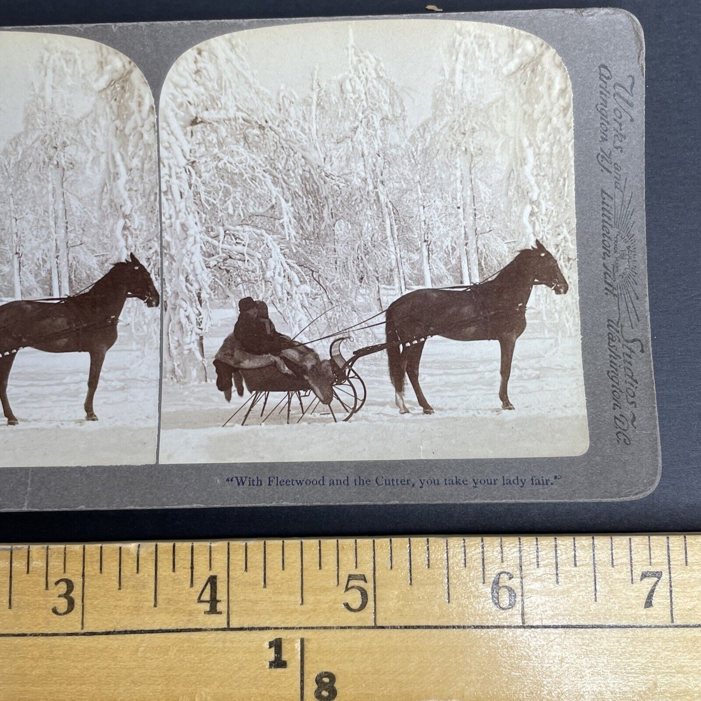 Antique 1880s Sleigh Ride In Littleton New Hampshire Stereoview Photo Card PC799