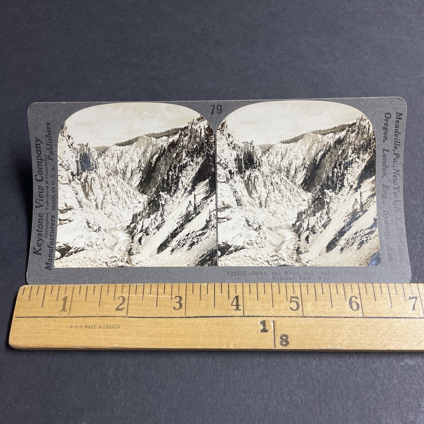 Antique 1910s River & Canyon Yellowstone Park WY Stereoview Photo Card P4856