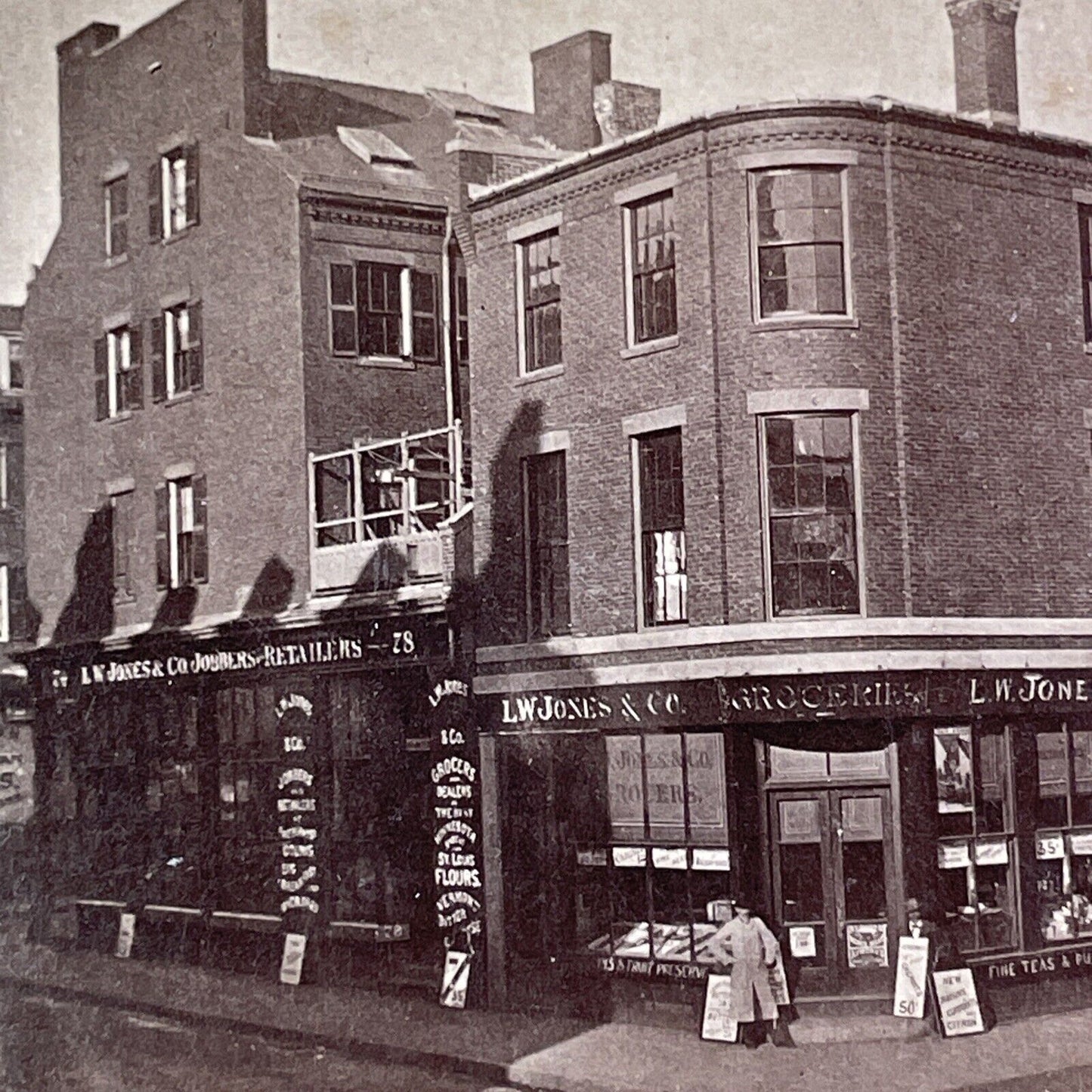 LW Jones Grocery Store Stereoview St. Louis Missouri Antique c1920 X1508