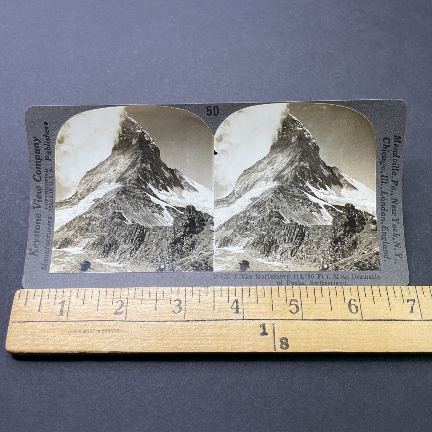 Antique 1910s Matterhorn Mountain Switzerland Stereoview Photo Card P2730