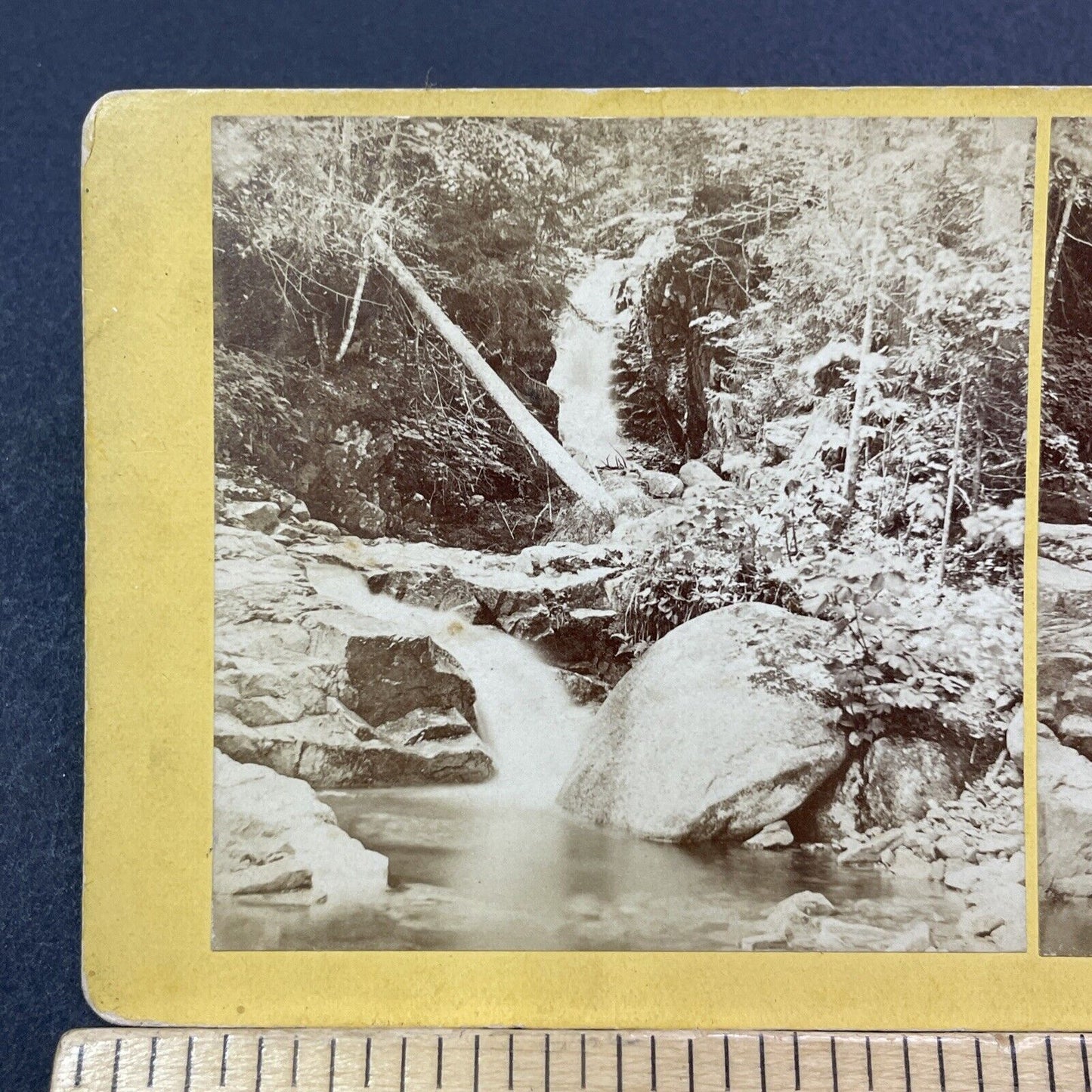 Antique 1871 Beecher & Pearl Falls Crawford Notch NH Stereoview Photo Card V1983