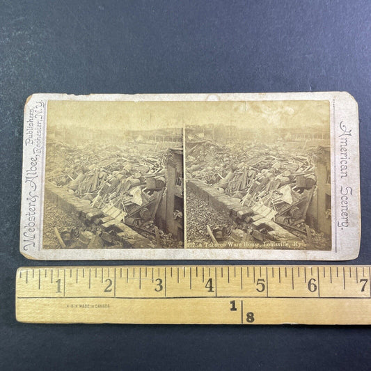 Louisville Kentucky F4 Tornado Disaster Stereoview Warehouse Antique c1890 X3740