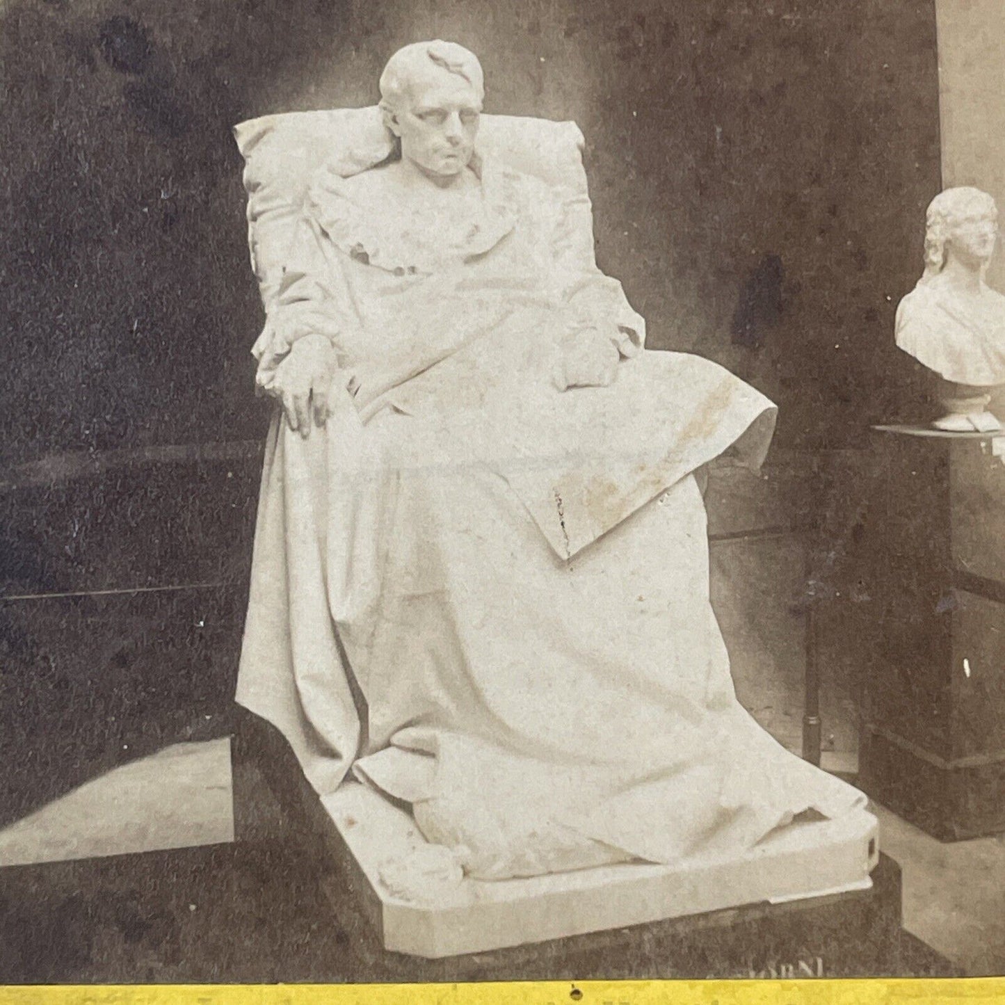 Napoleon Bonaparte While Dying Statue Stereoview M. Leon Antique c1867 X2420