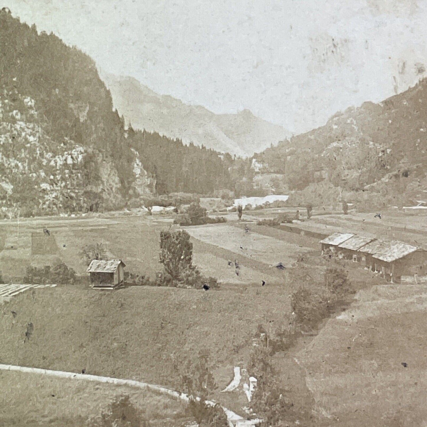 Samoens Village Savoie France Stereoview Antique c1855 Y1114