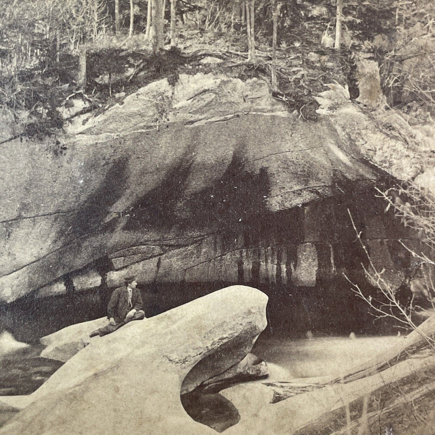 Franconia Notch Basin Stereoview New Hampshire F.G. Weller c1870s Y928