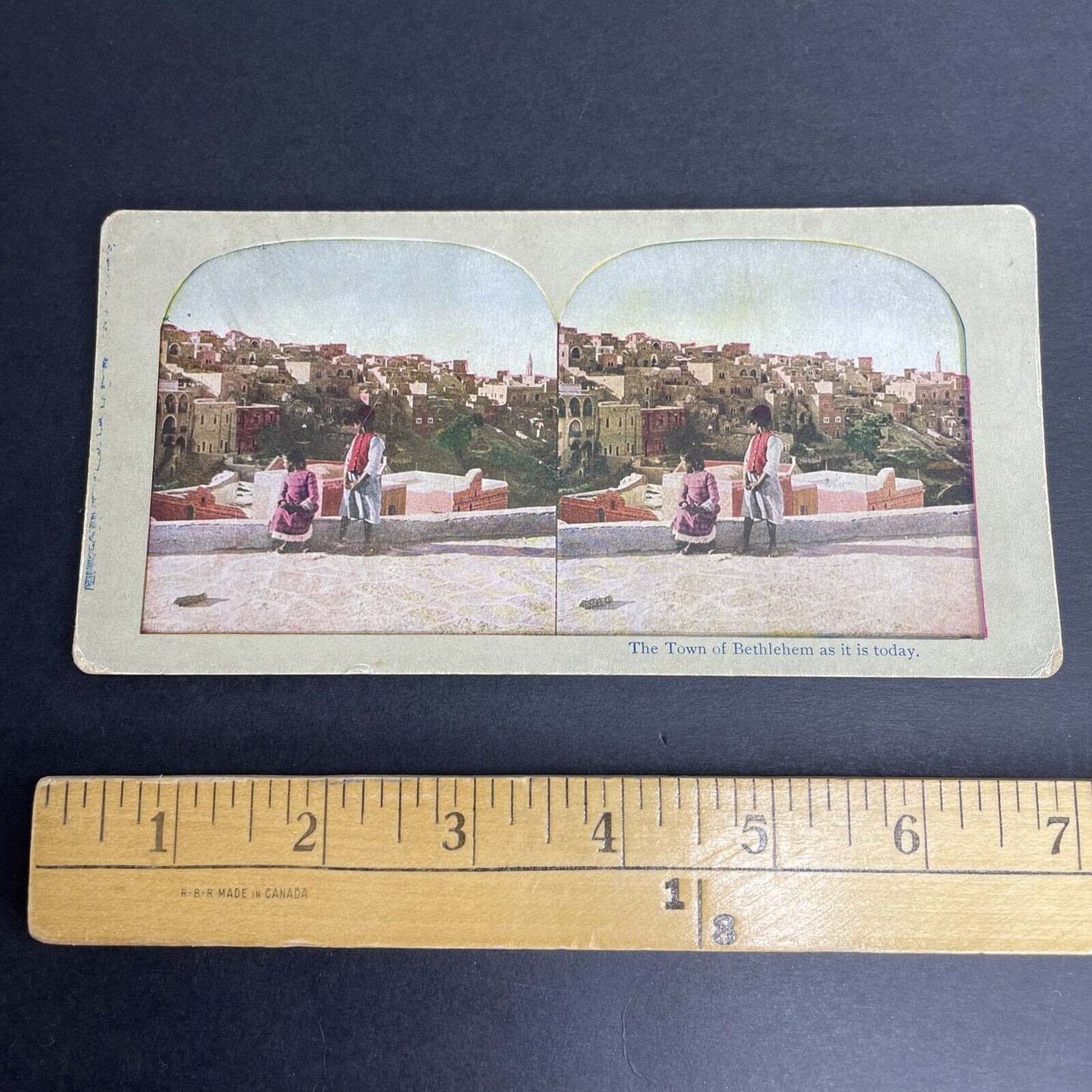 Antique 1902 Jewish Children Overlooking Bethlehem Stereoview Photo Card P1063