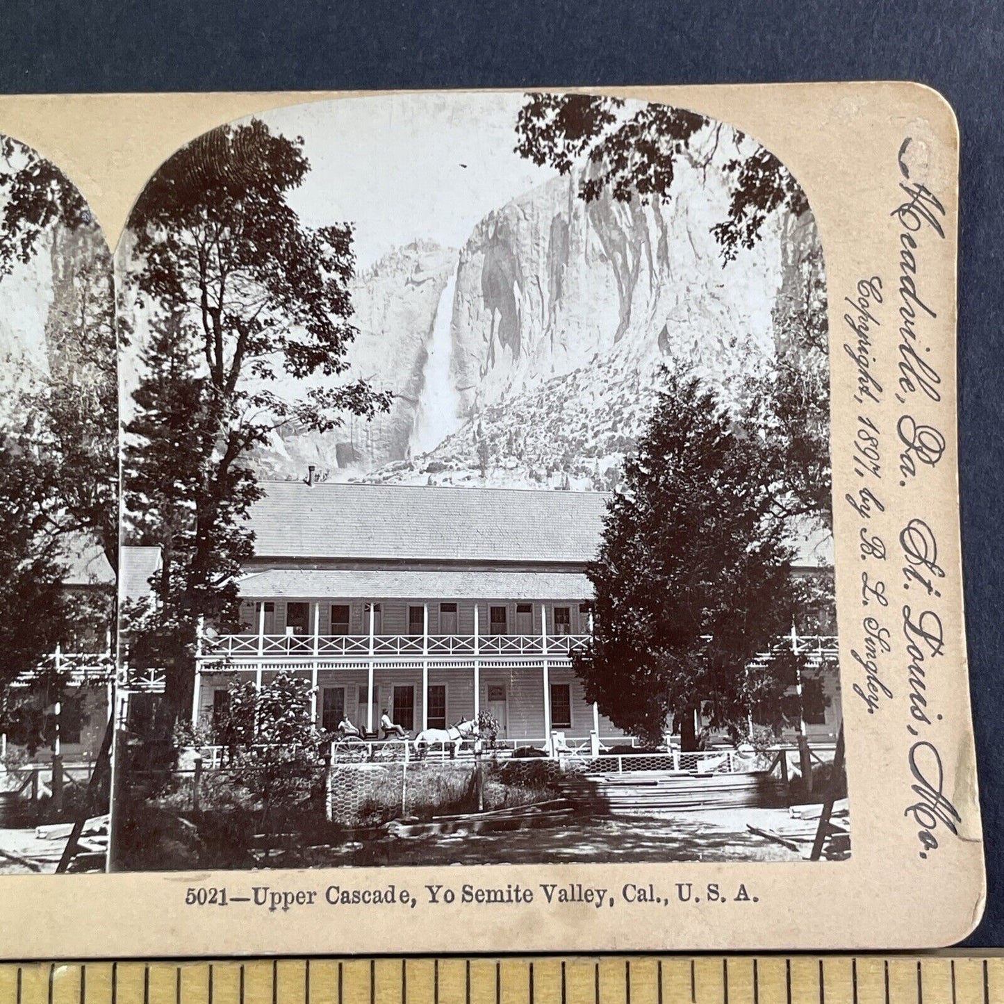 Sentinel Hotel Yosemite California Stereoview Upper Cascade Antique c1897 X2845