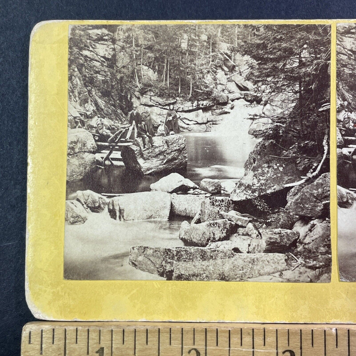 Franconia Notch Cascade NH Stereoview WM Appleton Photo Card Antique c1872 X1002