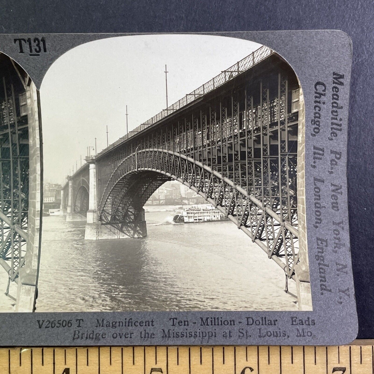 The Mississippi River in St. Louis Missouri Stereoview Antique c1910s Y1176