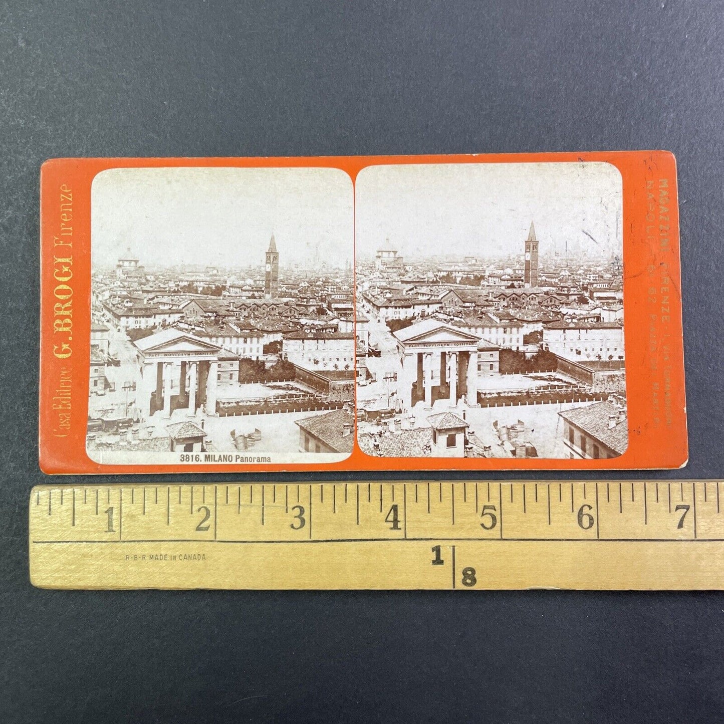 Milan Italy City Panorama Stereoview Giacomo Brogi c1865 Y1414