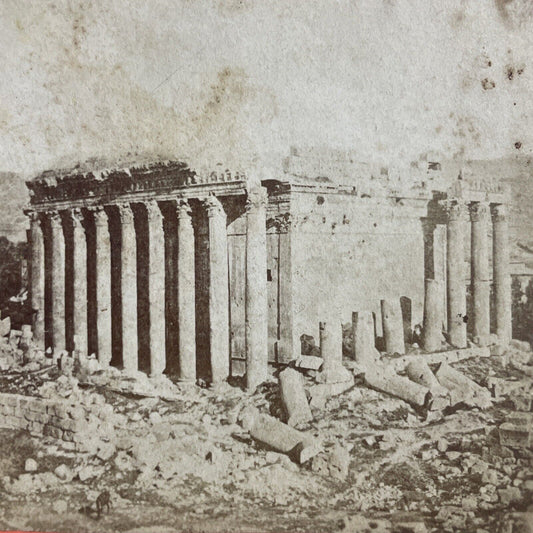 Antique 1860s Temple Of Jupiter Baalbek Lebanon Stereoview Photo Card P5561