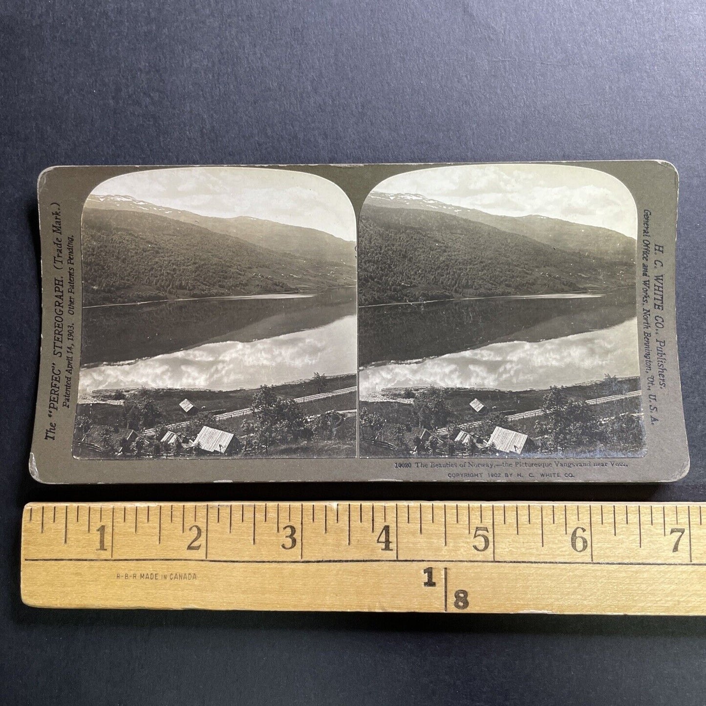 Antique 1903 Vossevangen Norway Vangsvatnet Lake Stereoview Photo Card P1705