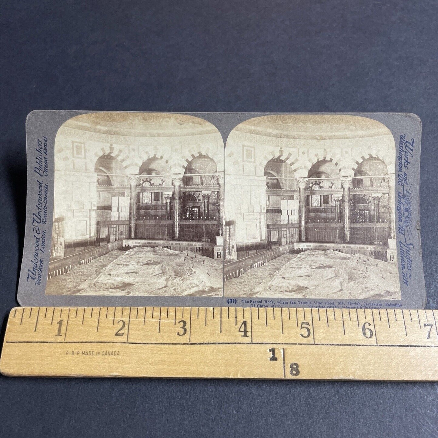 Antique 1900 The Sacred Rock Jerusalem Israel Stereoview Photo Card P4203