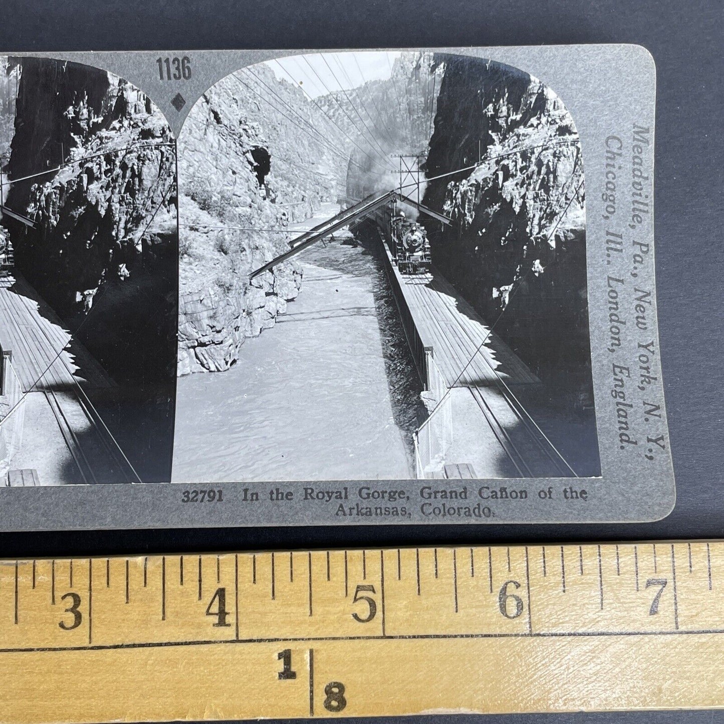 Antique 1909 Coal Train Arkansas River Colorado Stereoview Photo Card P989