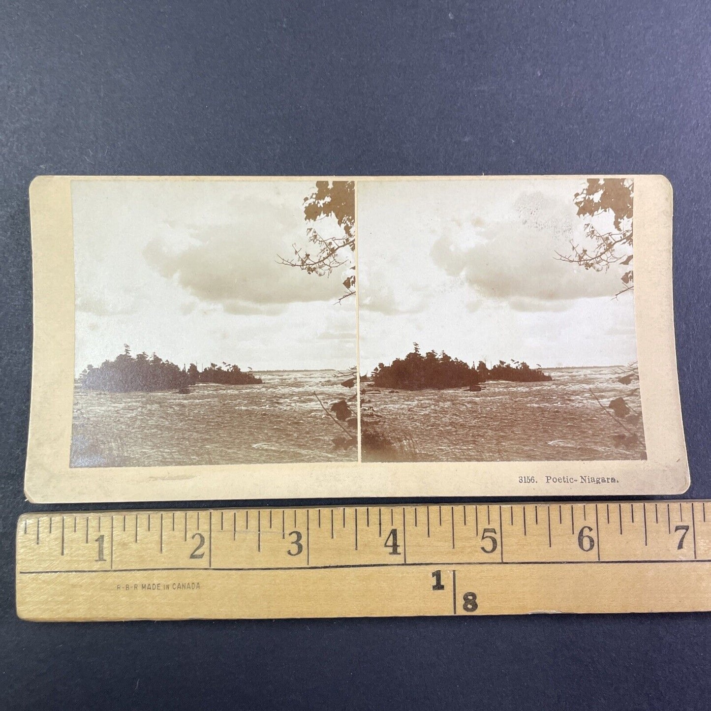 Where the Barge Boat got Stuck Stereoview Upper Niagara Falls c1880 Y2135