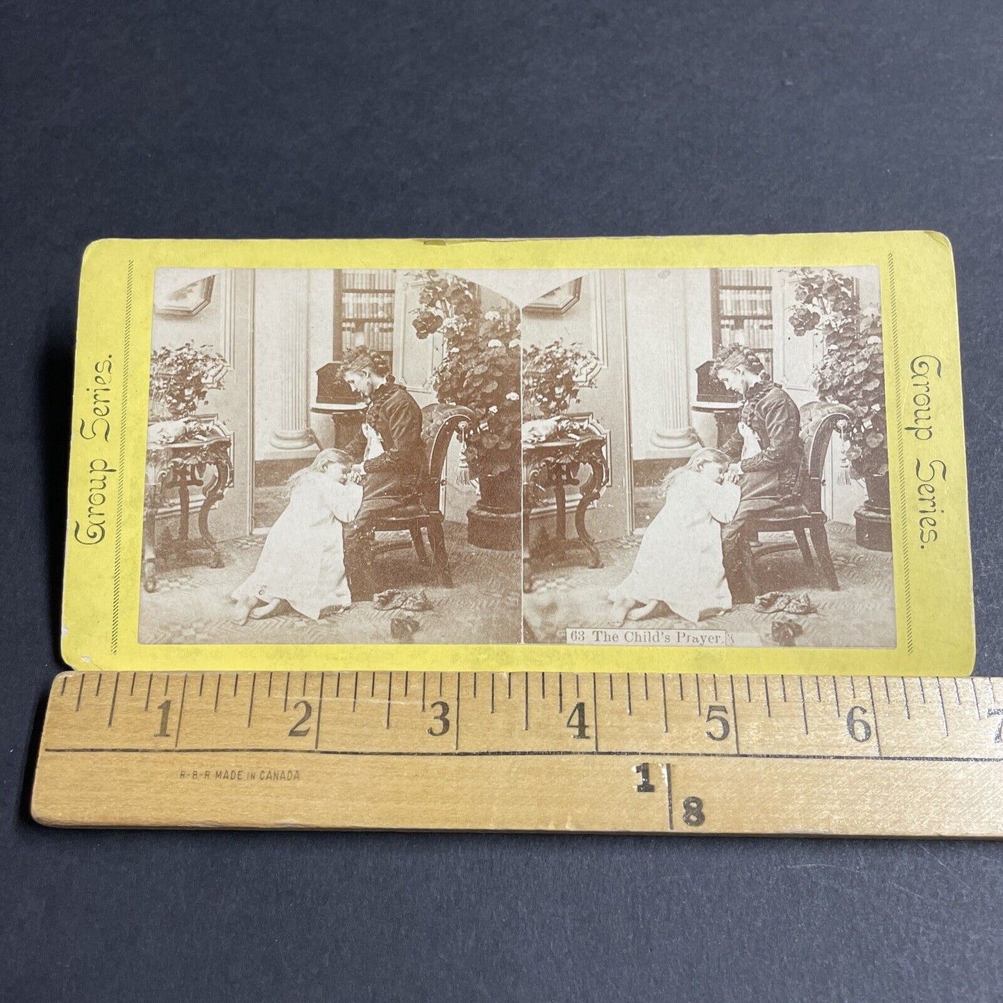 Antique 1870s Little Girl Praying For Her Mother Stereoview Photo Card P4705