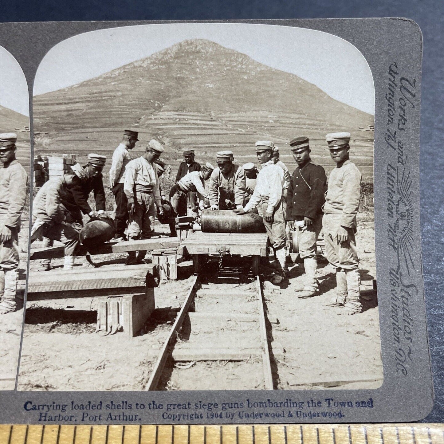 Antique 1904 Japan Artillery Load Canon Shells Stereoview Photo Card P380-10