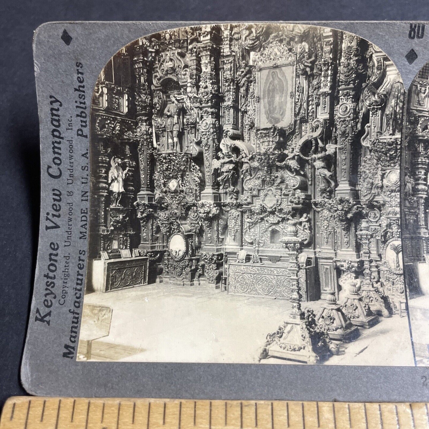 Antique 1920s Tepoztlan Church Carvings Mexico Stereoview Photo Card P4920