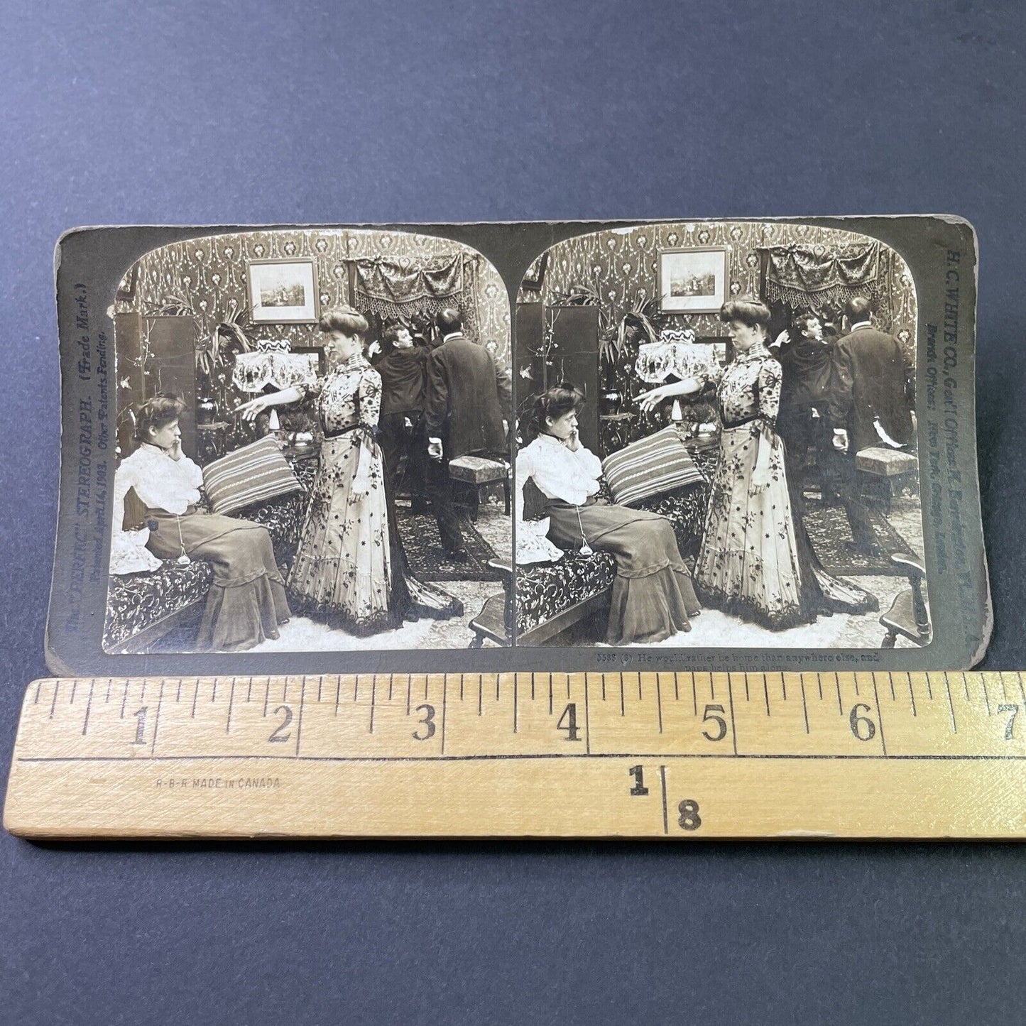 Antique 1903 Woman Smacks Girl For Having A Lover Stereoview Photo Card P2841