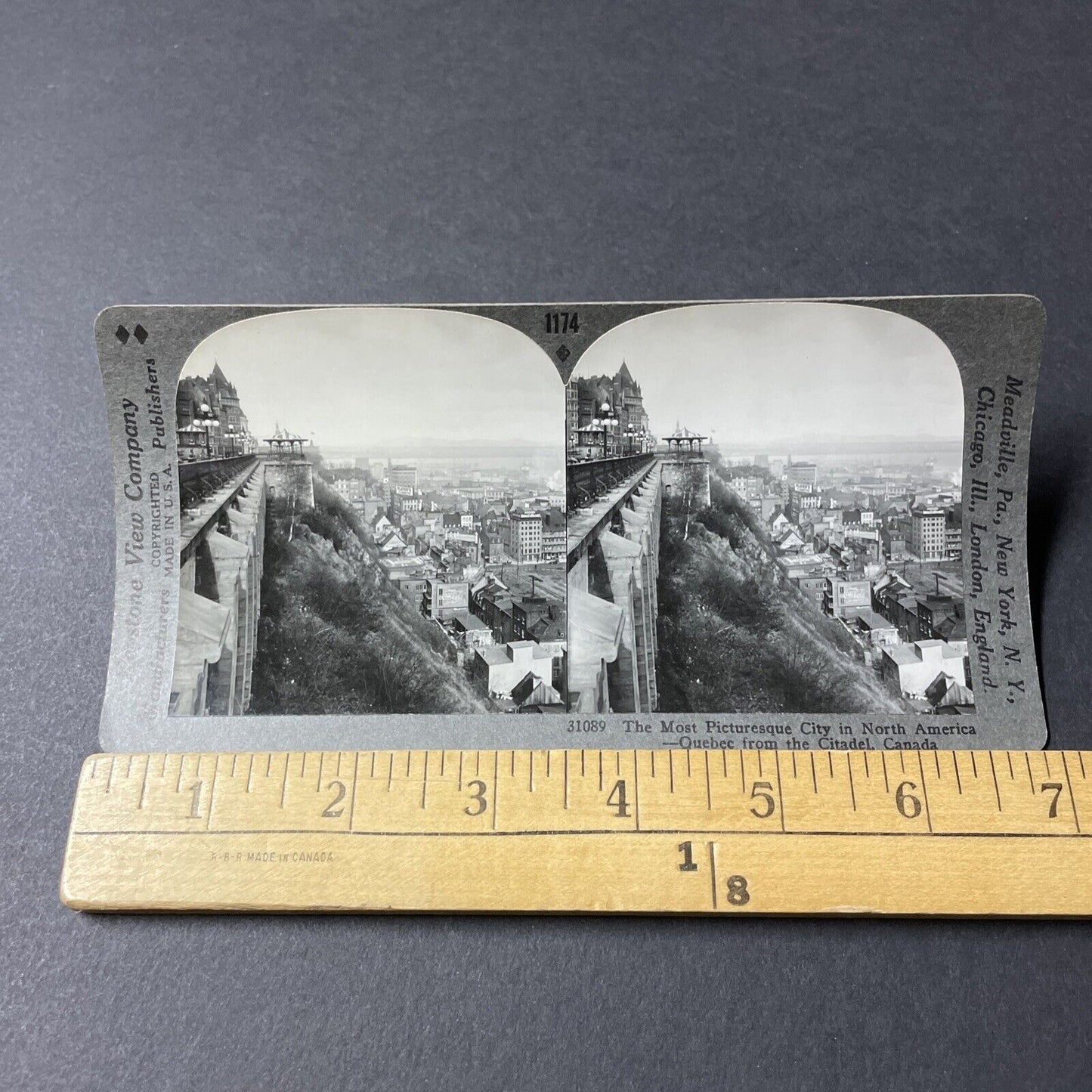 Antique 1920s Dufferin Terrace Old Quebec City Stereoview Photo Card V2620