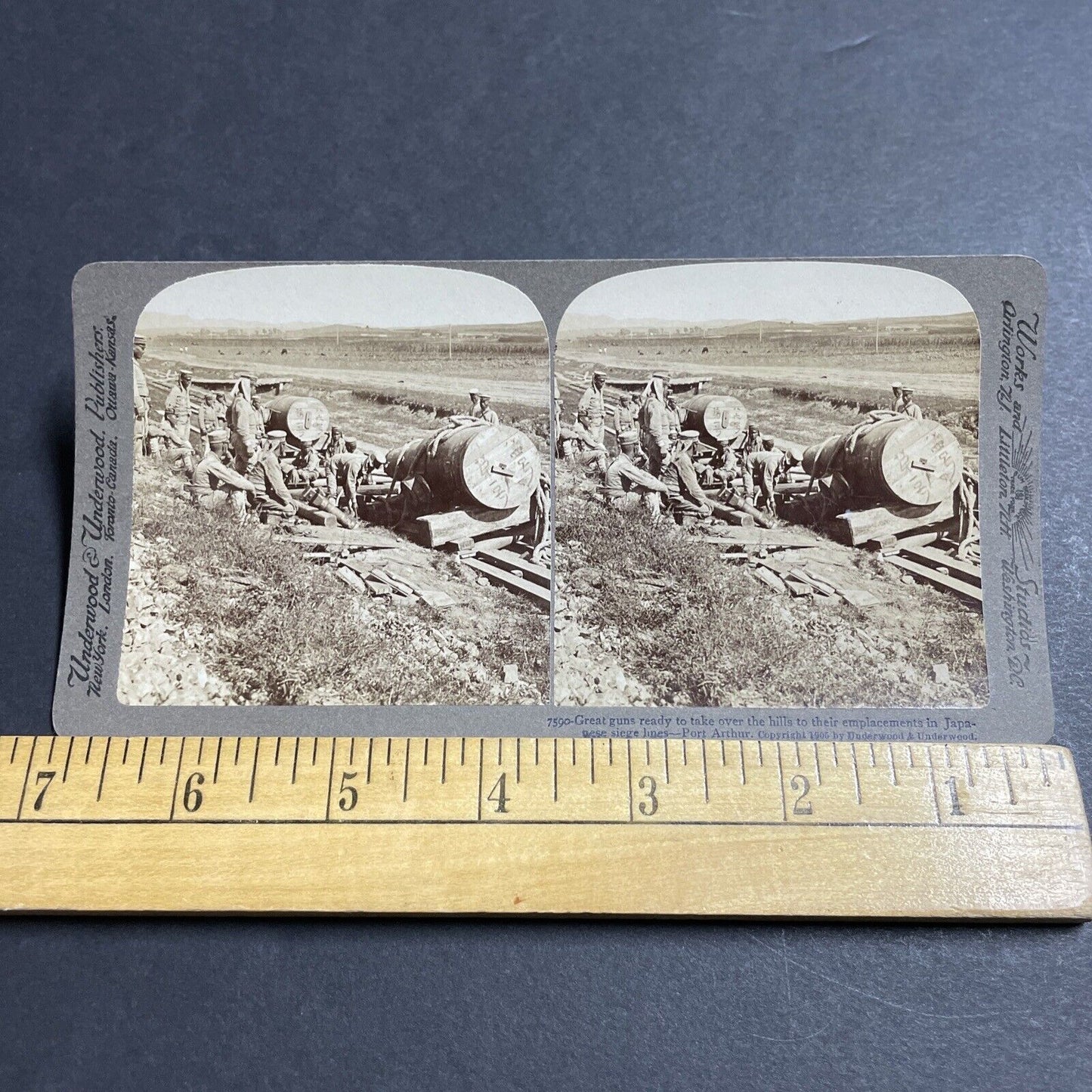 Antique 1904 Japan Heavy Artillery Canons Stereoview Photo Card P380-02