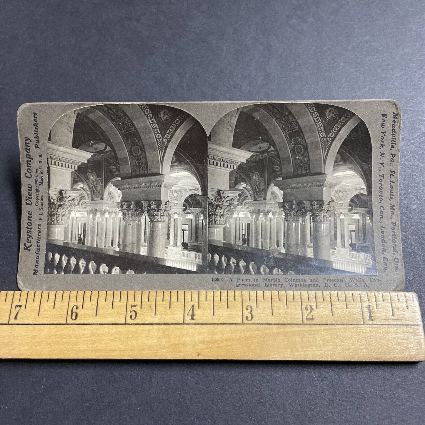 Antique 1909 Congressional Library Washington DC Stereoview Photo Card P5041