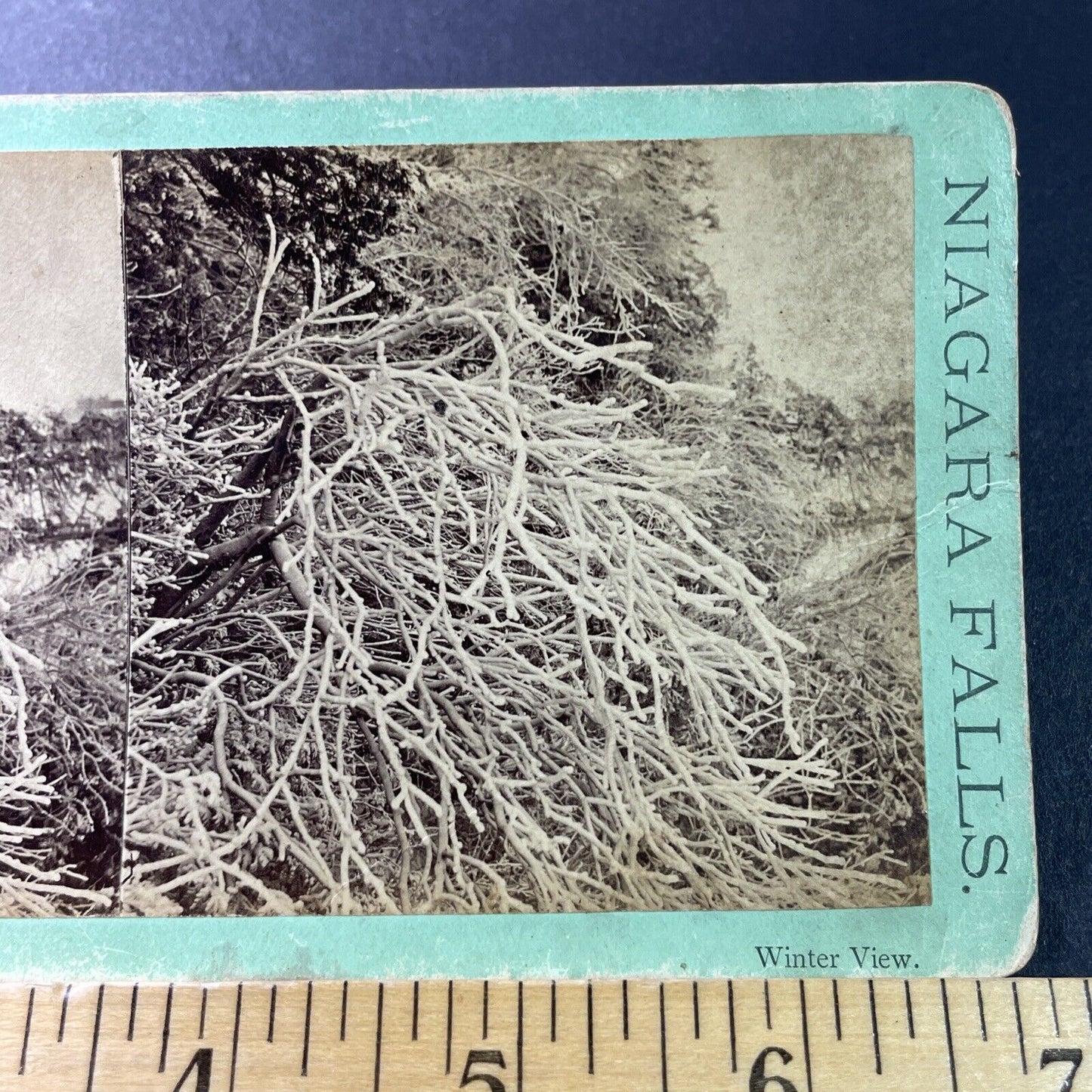 Antique 1870s Niagara Falls Ice Storm Luna Island Stereoview Photo Card P3298