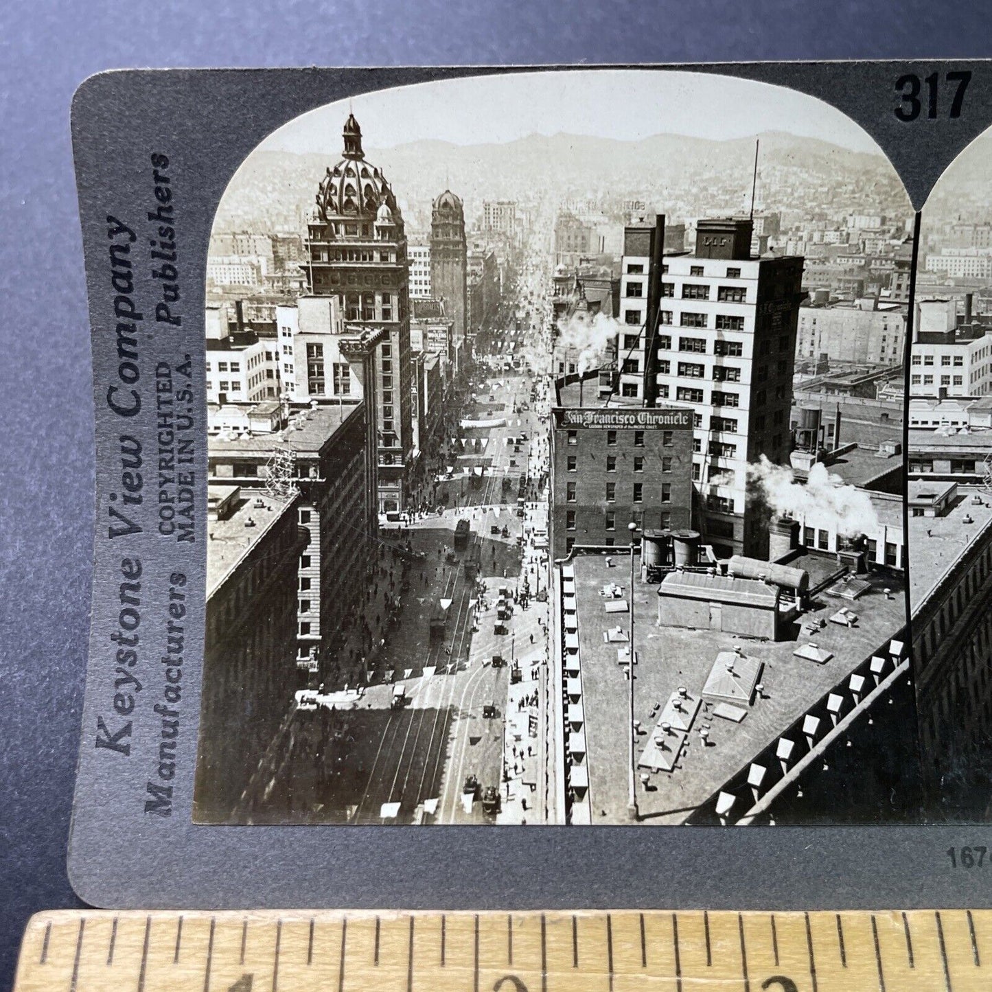 Antique 1920s Market Street San Francisco CA Stereoview Photo Card P3157