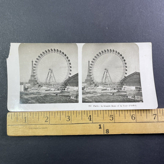 Grande Roue De Paris Ferris Wheel Stereoview Celluloid Photo Antique c1900 X1323