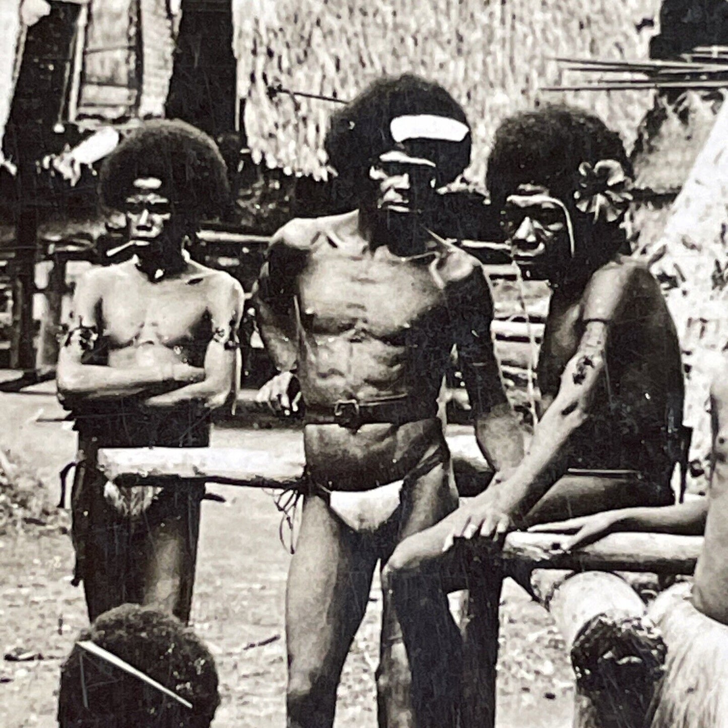 Antique 1906 Native Tribes In Papua New Guinea Stereoview Photo Card P4566