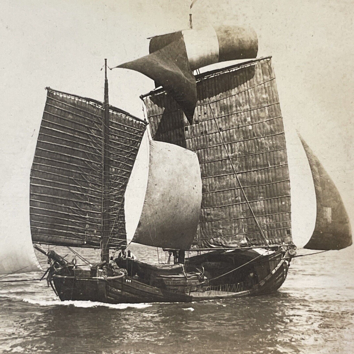 Chinese Junk Flotilla Fishing Ships Stereoview China Antique c1907 X2799