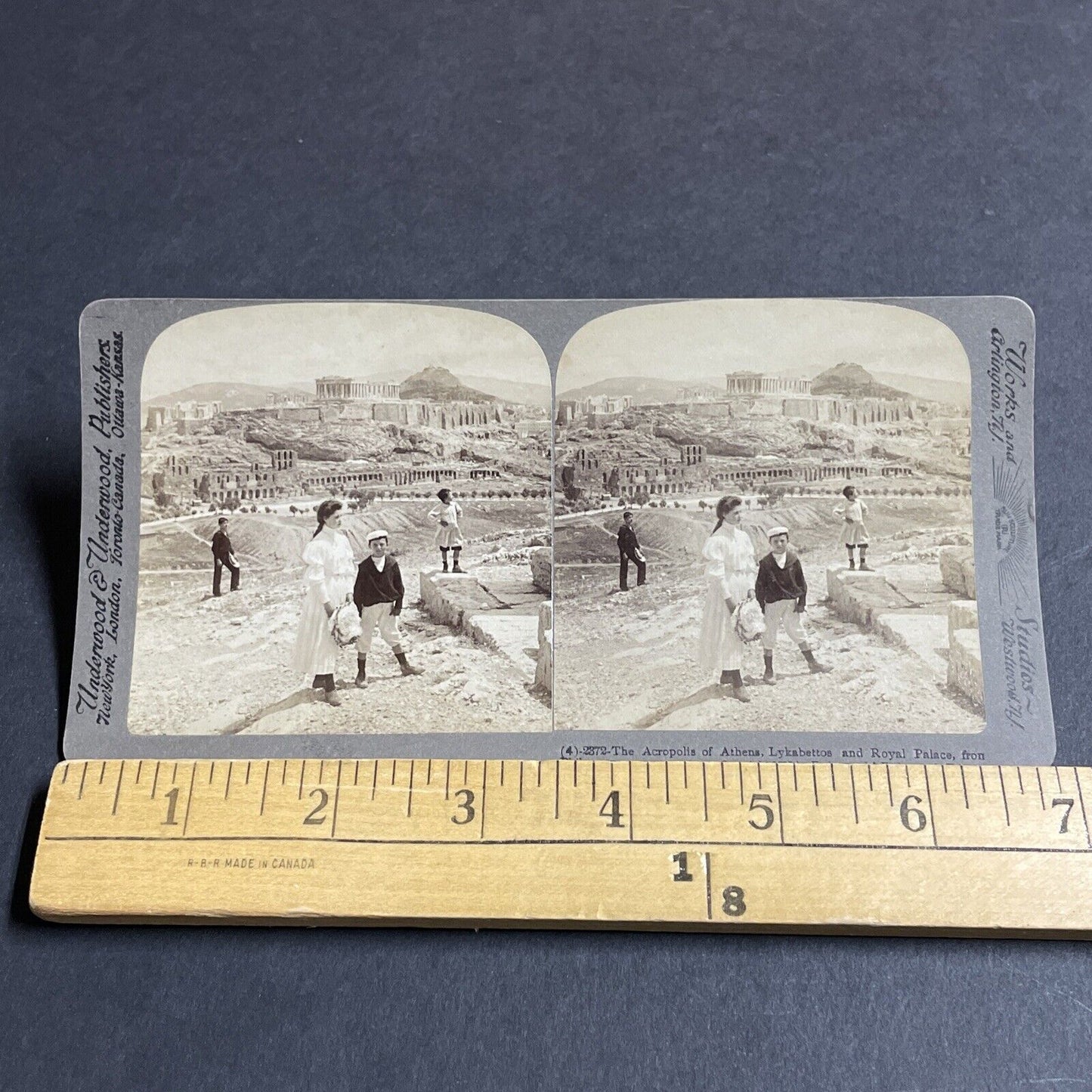 Antique 1907 Children In Traditional Greek Clothing Stereoview Photo Card P4402